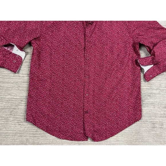 Nine West Shirt Mens XL Red Patterned Button Up Long Sleeve Slim Fit Casual - Picture 3 of 11